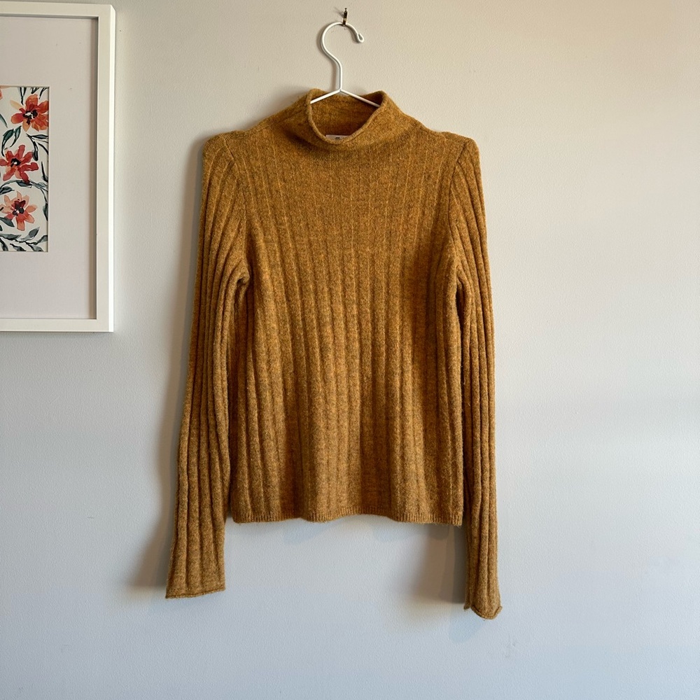 Madewell Turtleneck Sweater Womens Small Yellow Gold Beige Pullover Jumper